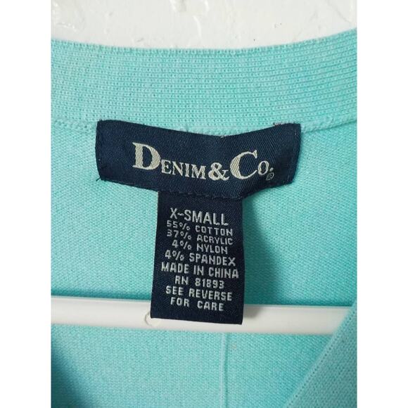 QVC Denim & Co Blue Teal Knit Cardigan Sweater Women size XSmall NWT - Picture 4 of 10